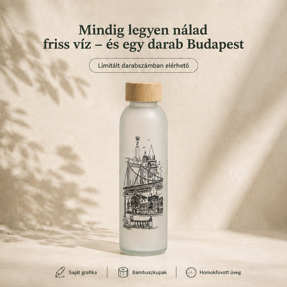 Üvegkulacs - Budapest montázs grafikával
